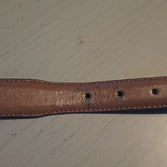 Womens Vintage Silver Buckle Tip Emblem Brown Woven Leather Belt Sz.34 main image 7